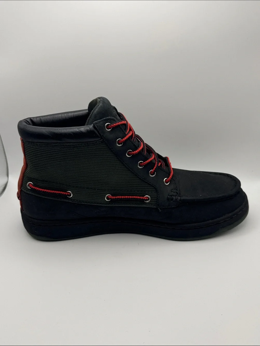 Timberland Men's Mid Hiking Boots Black Leather Red Olive 31577 5722 Size 9M